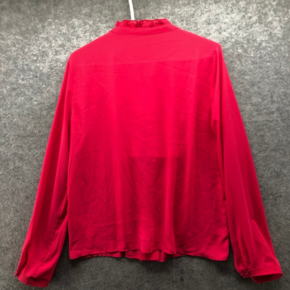 J.Crew Ruffle Collar Button Front Blouse Women 12 Pink Long Sleeve Casual Work - Picture 2 of 8